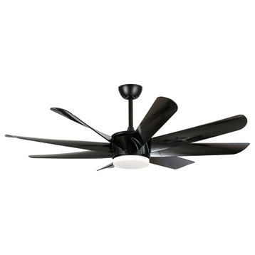 60 in 8 Blades Ceiling Fan  with Remote Control in Black