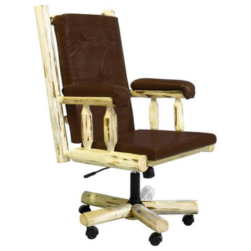 Montana Woodworks Transitional Solid Wood Upholstered Office Chair in Natural
