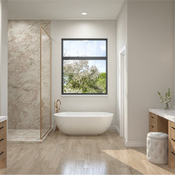 Warm Minimalist Bathroom Design