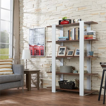 Furniture of America Bess Modern Wood 5-Shelf Bookcase in White