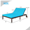 Costway 2-Person Patio Rattan Lounge Chair Chaise Adjustable Cushion Turquoise
