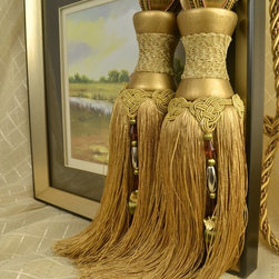 5 Colors QYM17 Faux Silk Curtain Tassel Tie Backs in Light Brown Color - Window Treatment Accessories