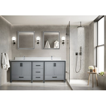 Lexora Ziva Bathroom Vanity, Dark Grey, 84" Double Sink, Without Top, Vanity Only