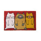Three Colorful Cats Doormat