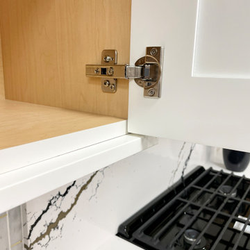 Wynnbrooke White Oak Sand and Linen White Kitchen With Gold Accents