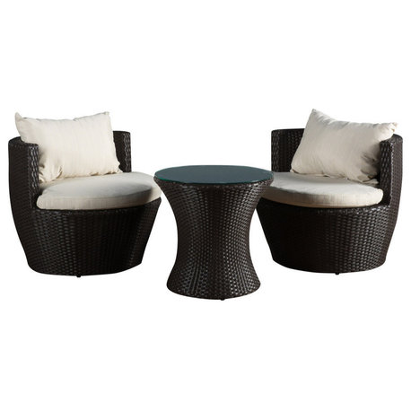 Kyoto Outdoor 3-Piece Brown Wicker Chat Set