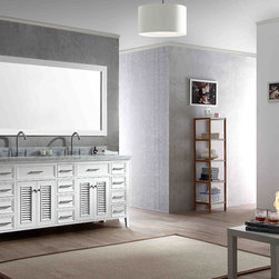73 inch Cottage Double Sink Bathroom Vanity Set in White Finish - Bathroom Vanities And Sink Consoles