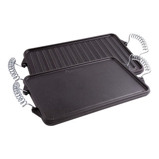 Chasseur 14-inch Caviar-Grey Rectangular French Enameled Cast Iron Grill Pan