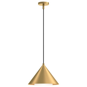 Remy 14" Pendant Brushed Gold Opal Glass 72" Wire E26 60W