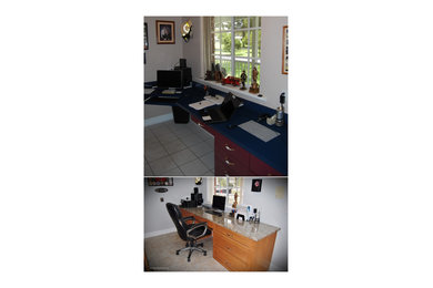 Diseño de despacho de tamaño medio con escritorio empotrado