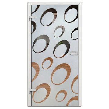 Hinged Glass Door with Frosted Design, 24"x80" Inches, Right