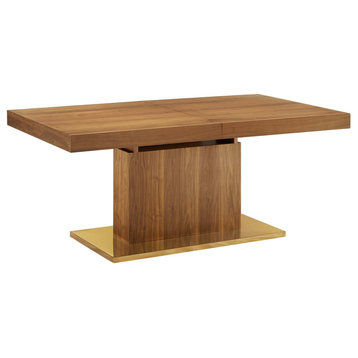 Vector Expandable Dining Table, Walnut/Gold