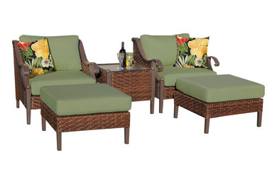 Mandalay 5 Piece Outdoor Wicker Patio Furniture Set 05a 2 for 1 Cover Set