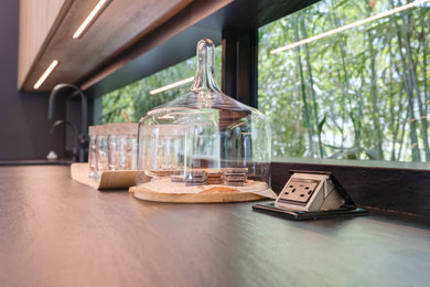 Example of a minimalist home bar design in Miami