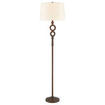 ELK Home - Elk Home Hammered Home Floor Lamp, Bronze with A Natural Linen Shade - The elegant, slim profile of the Hammered Home floor lamp offers an ideal accent to a transitional style space. The tall, slender base of this piece is made from metal and composite in an aged gold finish, bringing a touch of low-key glamour to the design. It is topped with a round hardback shade in white fabric, keeping the look both chic and versatile.