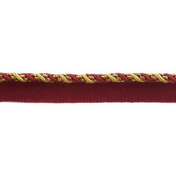 9 Yard Value Pack of Medium 4/16" Burgundy Red Gold, Noblesse Collection Lip Co