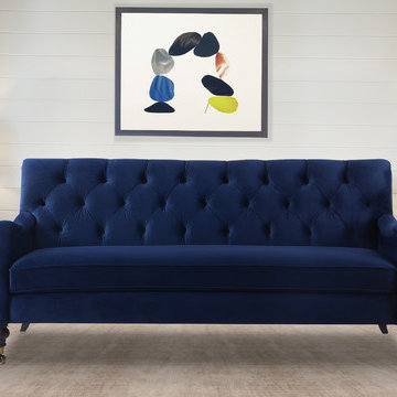 Xander Tufted Sofa, Navy Blue