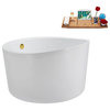 43" Streamline N3780GLD Soaking Freestanding Tub and Tray With Internal Drain
