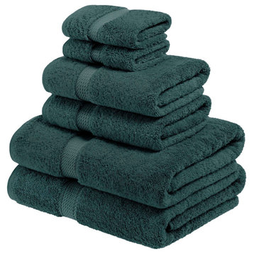 6 Piece Egyptian Cotton Quick Drying Towel Set, Teal