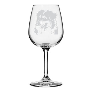 Personalized Border Collie Pet Dog Etched Wine Glass 12.75oz 