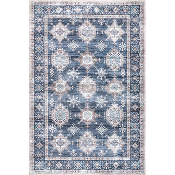 nuLOOM Finley Machine Washable Vintage Traditional Area Rug, Gray 5'x8'