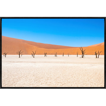 54x36 Namibian Skeleton Trees XVI, Framed Artwork, Black