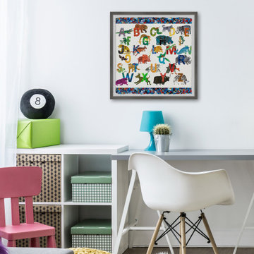 "Alphabet Jungle Cross" Framed Painting Print