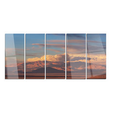 "Argentina Mountains With Clouds" Metal Art, 5 Equal Panels, 60"x28"
