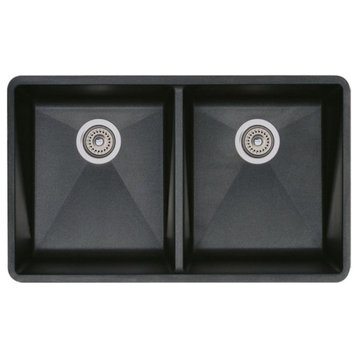 29.75"x18-1/8" Precis Silgranit Equal Double Bowl Sink, Anthracite