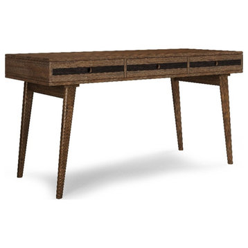 Clarkson SOLID WOOD Contemporary 60 inch Wide Desk in Rustic Natural Aged Brown