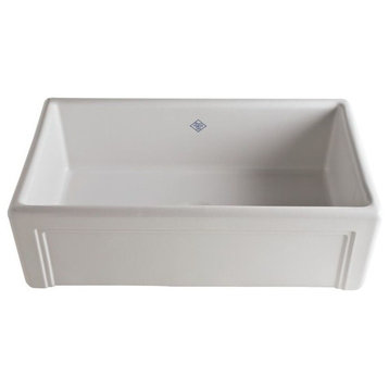 Rohl Shaws Fireclay Single Bowl Apron Front Kitchen Sink, White
