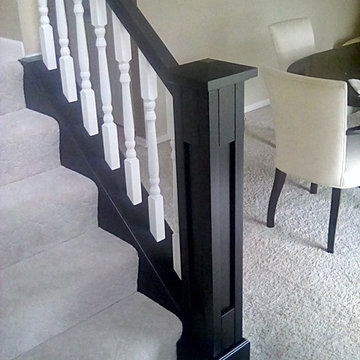 custom handrail, shoerail, spindles and newel posts