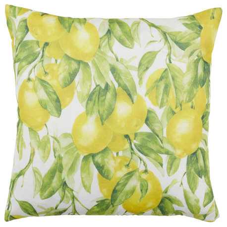 Printed Pillow With Lemon Design, Down Filled