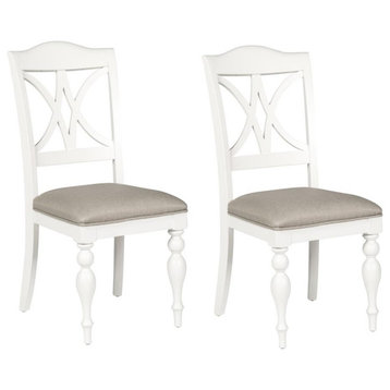 Slat Back Side Chair (RTA)-Set of 2 Transitional White