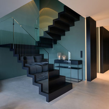 Modern Zig Zag staircase in wood, near Nuernberg, Germany