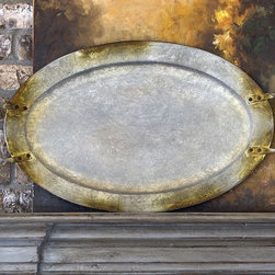 Aged Metal Tray With Handles - Products