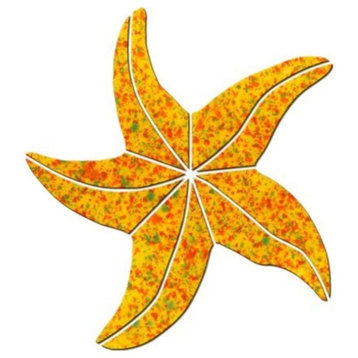 Small Starfish Ceramic Swimming Pool Mosaic 6", Orange
