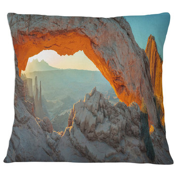 Mesa Arch Canyon lands Utah Park Landscape Printed Throw Pillow, 16"x16"