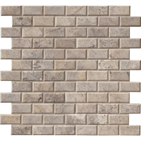 Silver Travertine 2x4 Honed and Beveled Mosaic, 10 Sheets