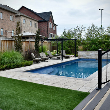 Aurora Fiberglass Pool Custom Composite Deck and Landscaping