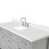 Ariel Bristol 61" Rectangle Sink Bath Vanity, Gray, 1.5" White Quartz