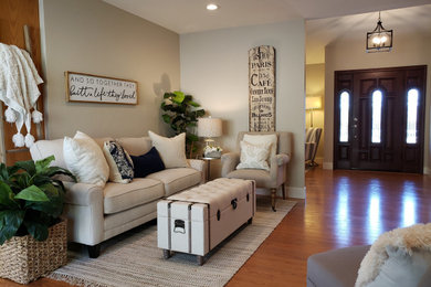Example of a french country family room design in Los Angeles