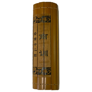 Chinese Tao Zhu Gong Business Engravement Bamboo Strips Scroll Art ws2527