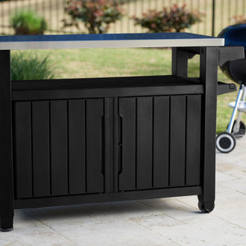 Unity XL Entertainment, Prep Station, & Serving Cart by Keter. Brown