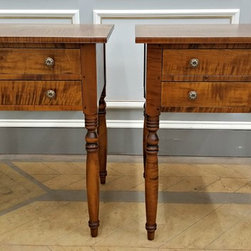 Pair of Sheraton Two Drawer Stands in Tiger Maple - Nightstands And Bedside Tables