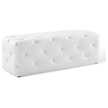 Modway Amour 48" Tufted Button Entryway Faux Leather Bench in White