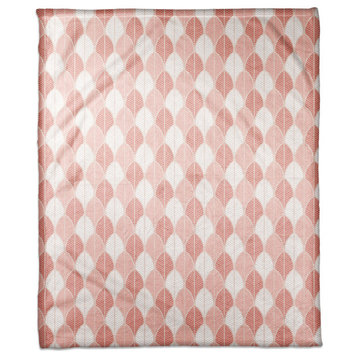 Pink Toned Leaves 50x60 Coral Fleece Blanket