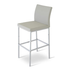 sohoConcept - Aria Chrome Counter Stool, Light Gray, Seat Material: Leatherette - Bar Stools and Counter Stools