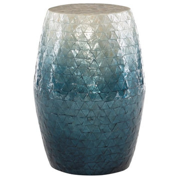 Linon Westly Ombre Capiz Mosaic Drum Table in Blue