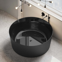 Palais Round Matte Black Stone Bath - Baths